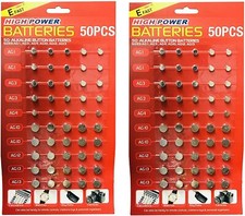 100 Assorted Batteries Mixed Sizes Alkaline Cell AG1 AG3 AG4 AG10 AG12 AG13 UK