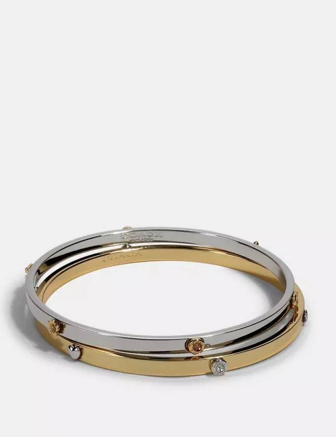 COACH Gold-plated Horse And Carriage Bangle Set in White | Lyst Canada