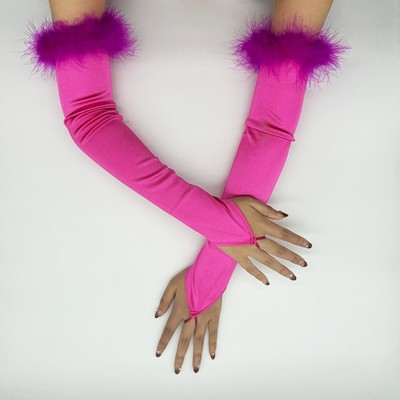 Women 1920S Cosplay Elbow Gloves Christmas Satin Mitten Cocktail Party Club Prop