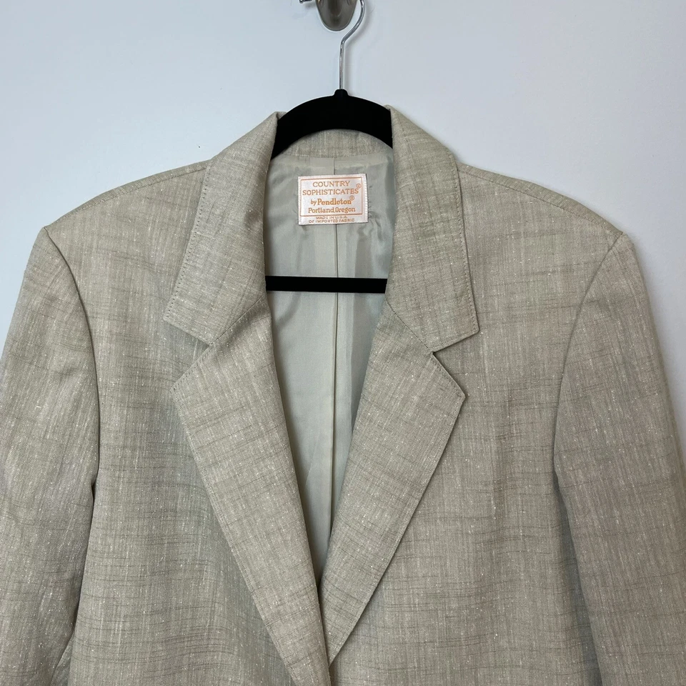 Pendleton Country Sophisticates Para Mujer 16 XL Mezcla de Seda Blazer Chaqueta Traje de Trabajo Foto 2 de 4