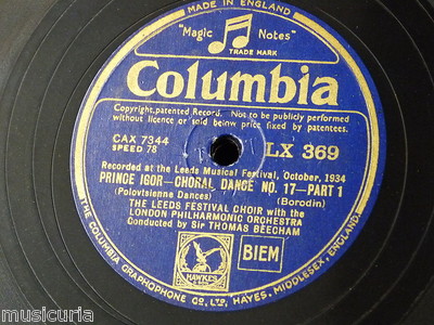 78rpm 12'' LEEDS FESTIVAL CHOIR prince igor choral dance 17 1&2 , LX 369