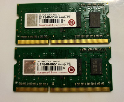 Transcend 2x4GB DDR3L 1600 MHz SODIMM 8GB PC3L-12800S RAM Riegel Arbeitsspeicher
