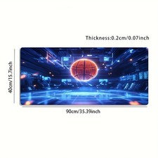 A Large Electronic Sports Gaming Mouse Pad Featuring a Glowing Basketball Patt