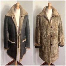 Reversible Double Sided Size 10 Real Leather Sheepskin Shearling Mid Length coat