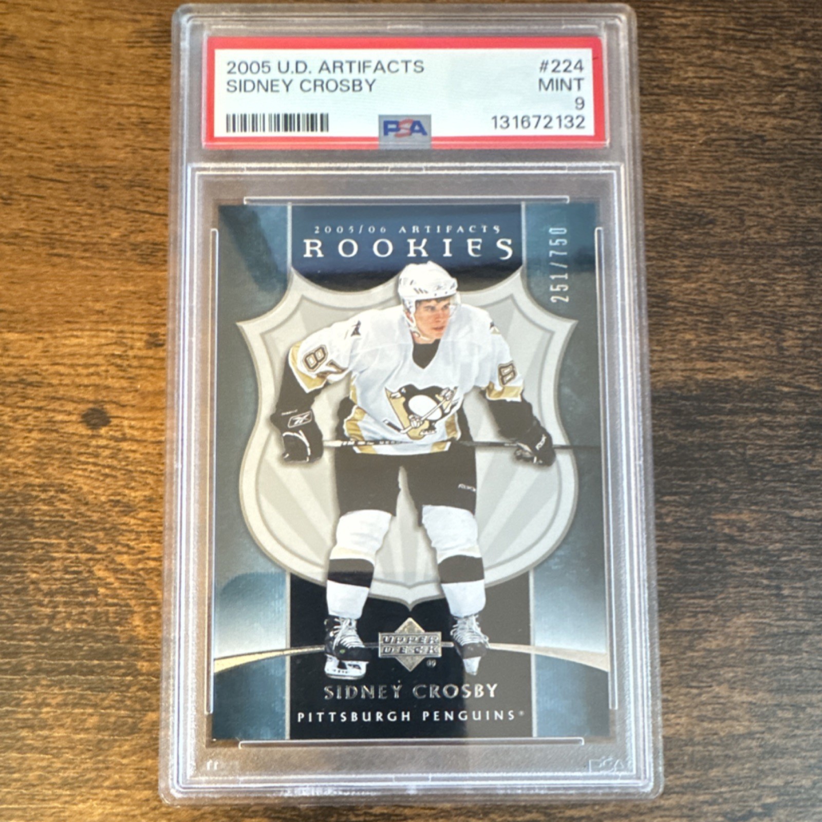 Upper Deck Artifacts 2005-06 Rookie Sidney Crosby #224 /750 PSA 9