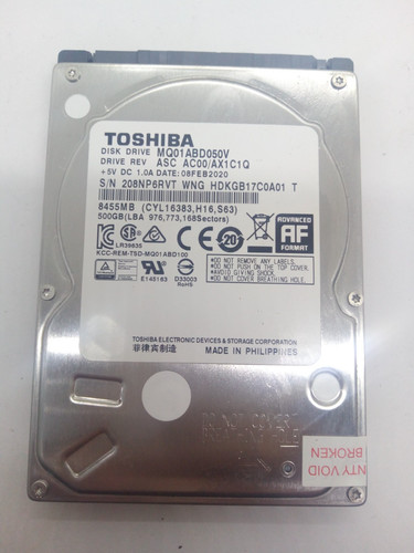 TOSHIBA**MQ01ABD050V** 500GB*** SATA HDD Notebook 2,5'' ZOLL#NFP2004