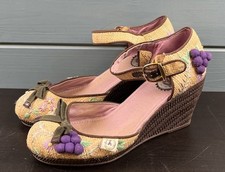 Miss L Pump Wedges Hessian Style Größe EU 37 Vintage Retro Funky UK 3,5/4