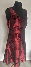 Per Una Maroon Occasions Dress Prom UK 12 Flattering Knee Length Lined V Neck