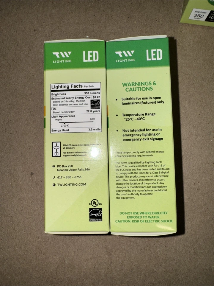 7PKG: TW Lighting 3.5w LED B11 Filament Warm White Dimmable 25,000 hour bulb - Image 3 of 3