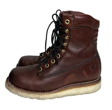 Chippewa 72055 Mens 8.5 M Redwood Leather Work Boots Brown Shoes Vibram Soles