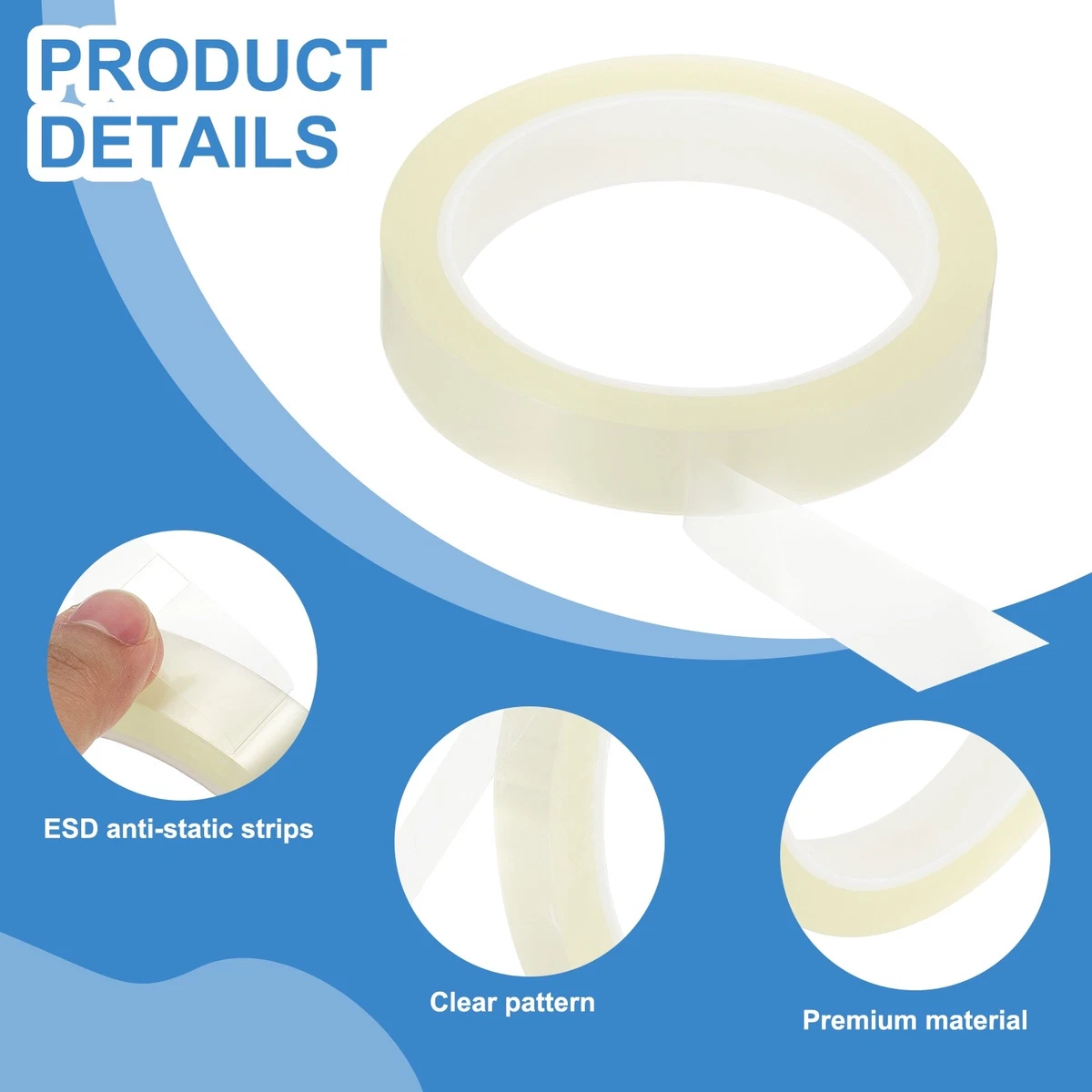 Cinta para refrigerador de 18 mm x 50 m, cinta de fijación para embalaje de PET, transparente
