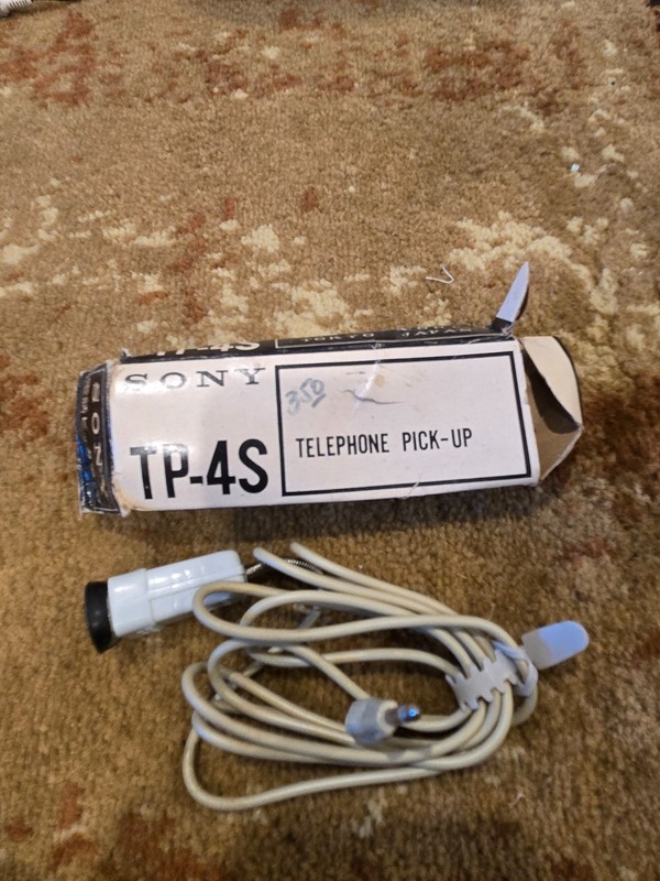 VINTAGE Sony TP-4S Telephone Pick-Up Coil Mic w/ Box
