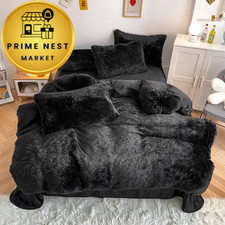 chovy Faux Fur Plush Black Comforter Sets Full/Queen - Full/Queen, A-black