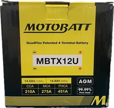 Motobatt - MBTX12U - Quadflex AGM 12V Battery, MBTX12U