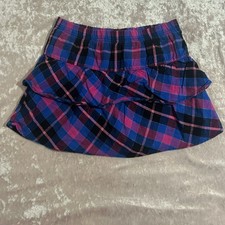 365 Kids from Garanimals Girls Plaid Layered Ruffle Skirt Pink Blue Black Size 8