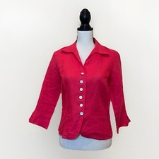 Talbots Blazer Women s Size 4 Petites Bright Dark Pink 100 Irish Linen