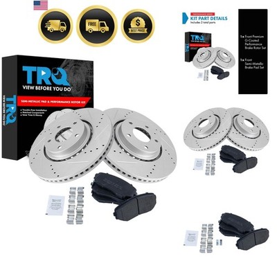 Performance Front Brake Pad and Rotor Set Semi Metallic Coated Rotors Compati...