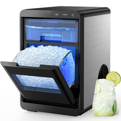 Countertop Nugget Ice Maker - 44Lbs/24H, Self-Cleaning, Removable Tank & Basket