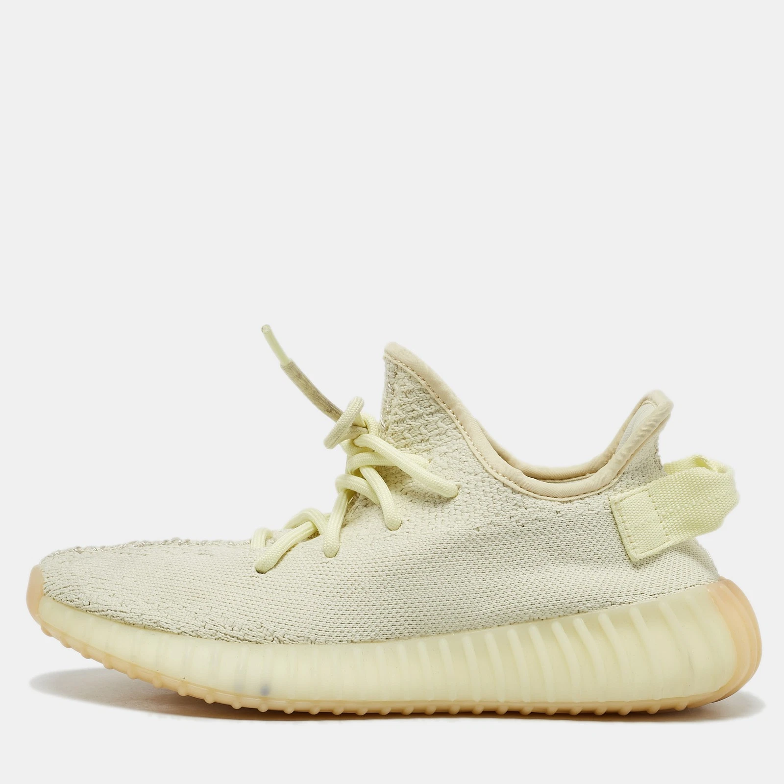 Sneakers Yeezy x Adidas giallo chiaro maglia tessuto Boost 350 V2 burro taglia 38