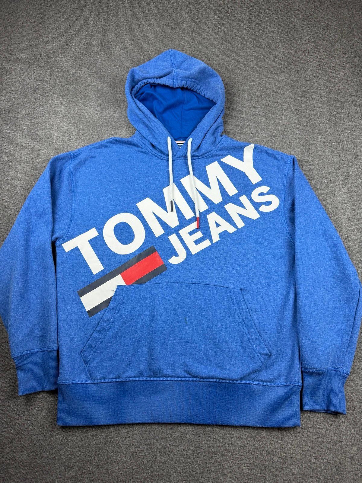Tommy Hilfiger Tommy Jeans Women's Small Blue Pullover Hoodie Logo Sweatshirt