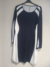 PRETTY SILHOUETTE JERSEY STYLE MIDI LONG SLEEVES PLUS SIZE 5XL UK 24 NAVY WHITE