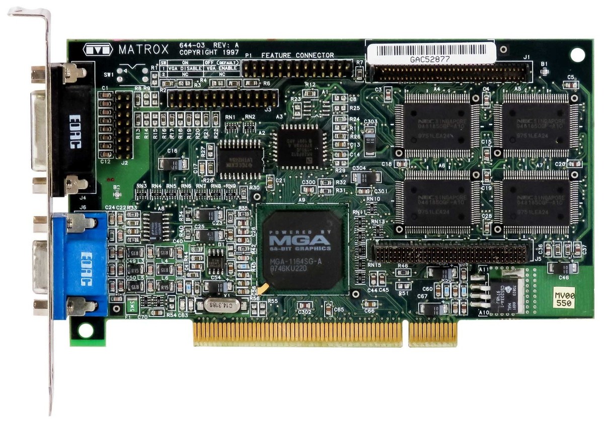Matrox Mystique 220 4MB SGRAM PCI VGA MIDI 15port Graphics Card