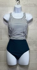 Womens Size Large Tummy Control Criss Cross Back 1 Piece Swimsuit