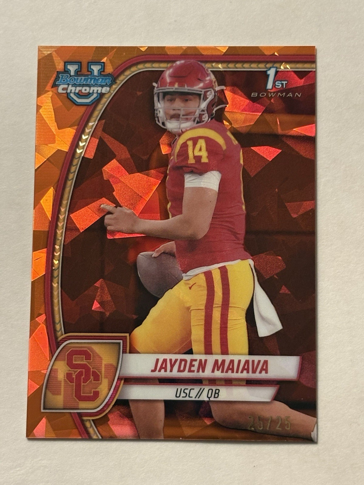 2024 Bowman University Chrome Sapphire Jayden Maiava #195 Orange /25  #195