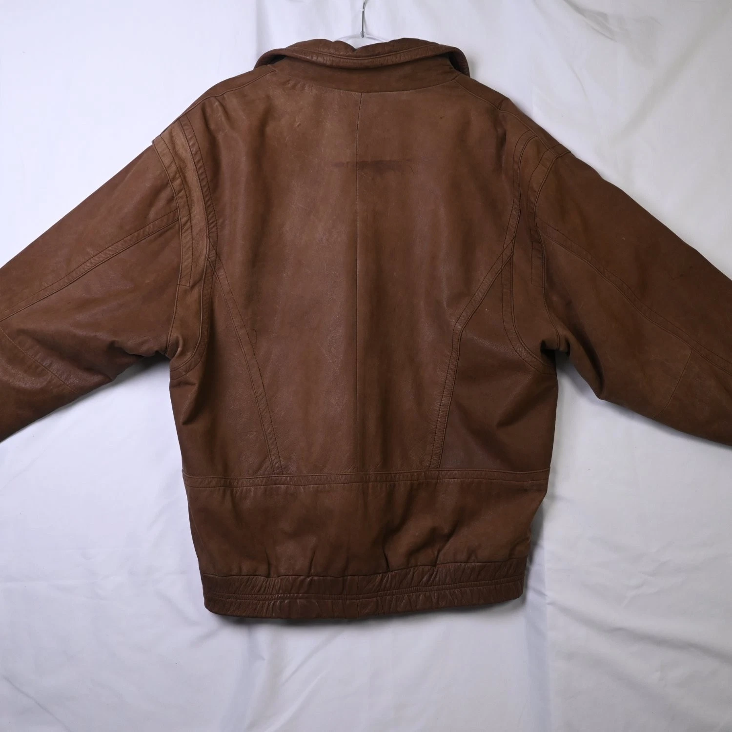 Vintage London Fog Mens Leather Flight Jacket Brown Bomber Flight Coat Large L image 6