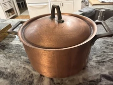 Paul Revere Copper Pot & Lid 1776-1976 Bicentennial Brass Handles Stainless