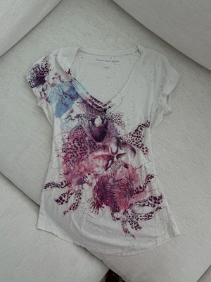 Vintage Calvin Klein Jeans Women s Y2K Cotton V Neck Graphic T Shirt Size L