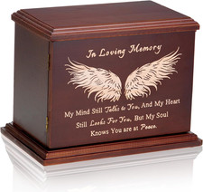 Cremation Urns for Human Ashes Adult Male Female, Wooden Urn Box and Casket for