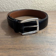Brighton Men's Black Croco Embossed Italian Calfskin Leather Belt 38 Made In USA