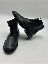 VINCE Cabria Python-Print Lace Up Leather Boo...