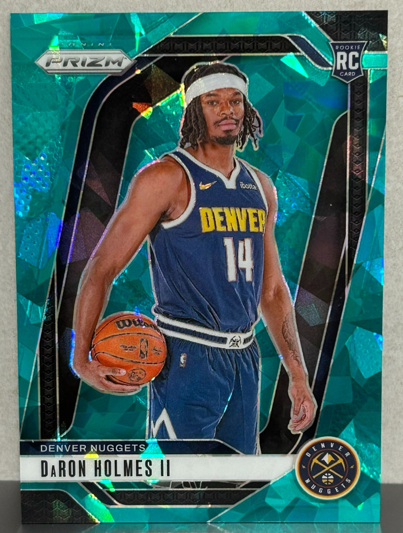 Daron Holmes II 2024-25 Panini Prizm /225 Teal Cracked Ice RC Nuggets #235