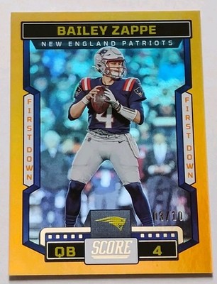 2023 Panini Score Bailey Zappe First Down #/10 New EnglanPatriots #281 Pats