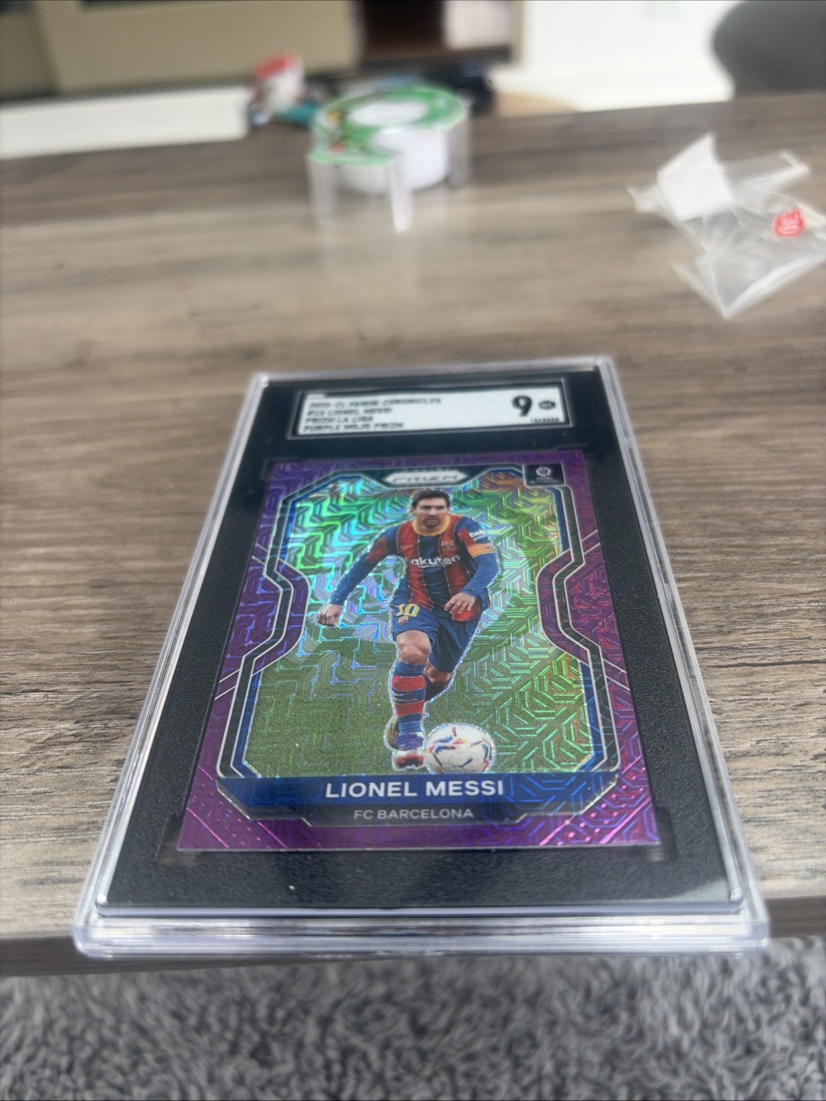 2020-21 Panini Chronicles - Prizm La Liga Lionel Messi #15 Purple Mojo Prizm view 2