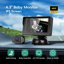 Baby Car Camera, 4.3" HD Night Vision Car Baby Monitor with Camera, Safety Seat