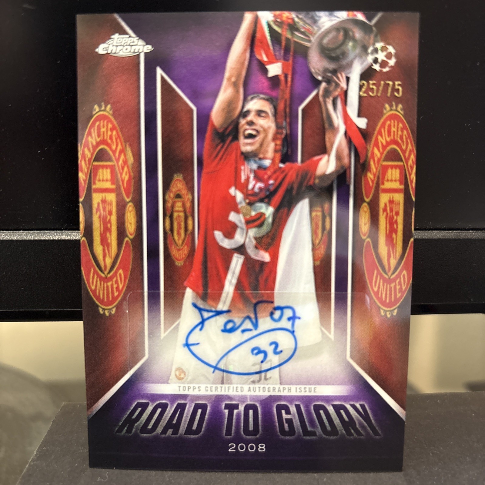 Carlos Tevez /75 Topps Chrome UEFA Road To Glory Autograph Manchester United view 1