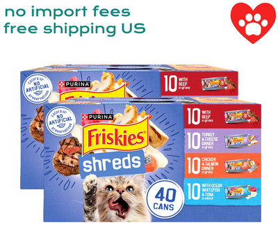 Purina Friskies Shreds Wet Cat Food Variety 5.5 oz 40 Count 2 Pack