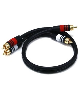 10 Monoprice 1.5ft Premium 2 RCA Plug/2 Plug M/M 22AWG Cable - 1.5ft, Black