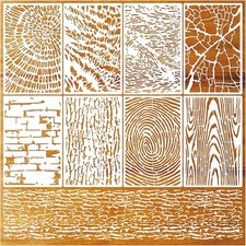 8 Pieces Abstract Geometry Texture Brick Stencils for Painting Wood Grain...