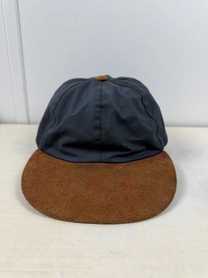 Barbour Hat Strap Back Cap One Size Blue Cotton Suede Brim Tartan Lined Mens