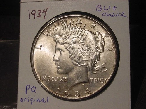 1934 PEACE DOLLAR BU + CHOICE NICE LUSTER AND COLOR ORIGINAL PQ FREE SHIPPING