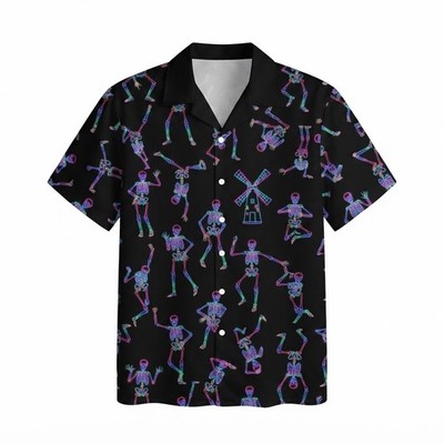 Skeleton Disco Dancing Pattern Night Club Style Party Aloha Hawaiian Shirt