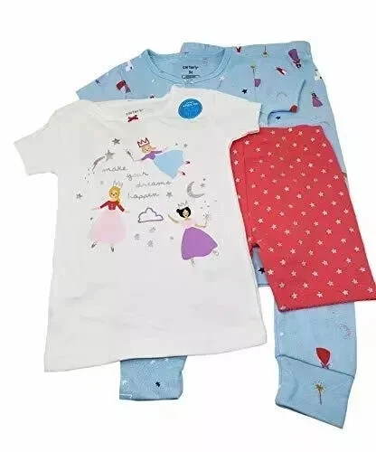 Conjunto de pijama de 4 piezas 100 % algodón ajustado Carter's para niñas Foto 3 de 3