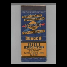 Matchbook Cover - Stripped Feature Sunoco Gas Station Nu-Blue Dover, OH