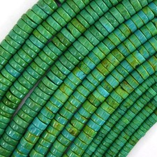 Medium Green Turquoise Heishi Disc Beads Gemstone 14.5" Strand 4mm 6mm 8mm