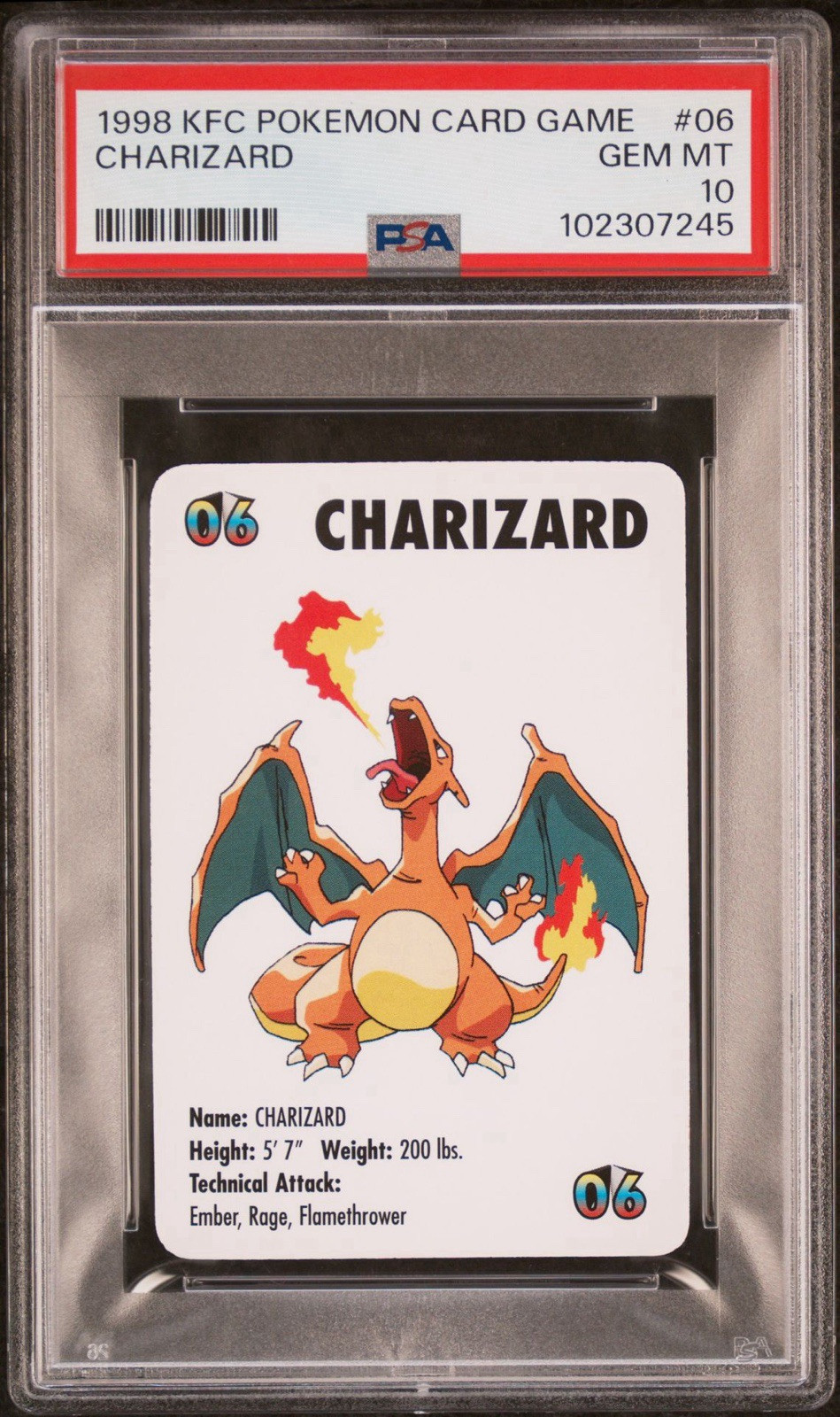 Charizard #06 Pokemon Trading Card Game Mini KFC 1998 Charizard #06 Pokemon Trading Card Game Mini KFC 1998