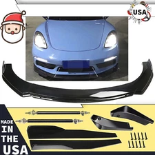 For Porsche 718 Cayman Front Bumper Lip Splitter Spoiler Body Kit Side+Skirt